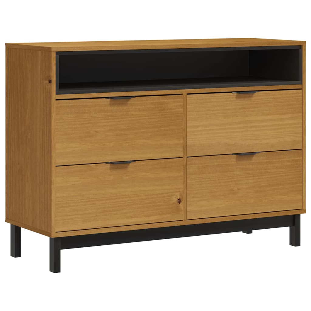 Ladekast Flam 110X40X80 Cm Massief Grenenhout Blauw En Roze