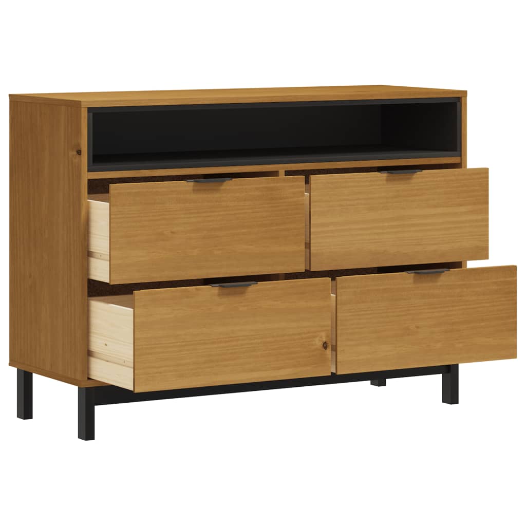 Ladekast Flam 110X40X80 Cm Massief Grenenhout Blauw En Roze