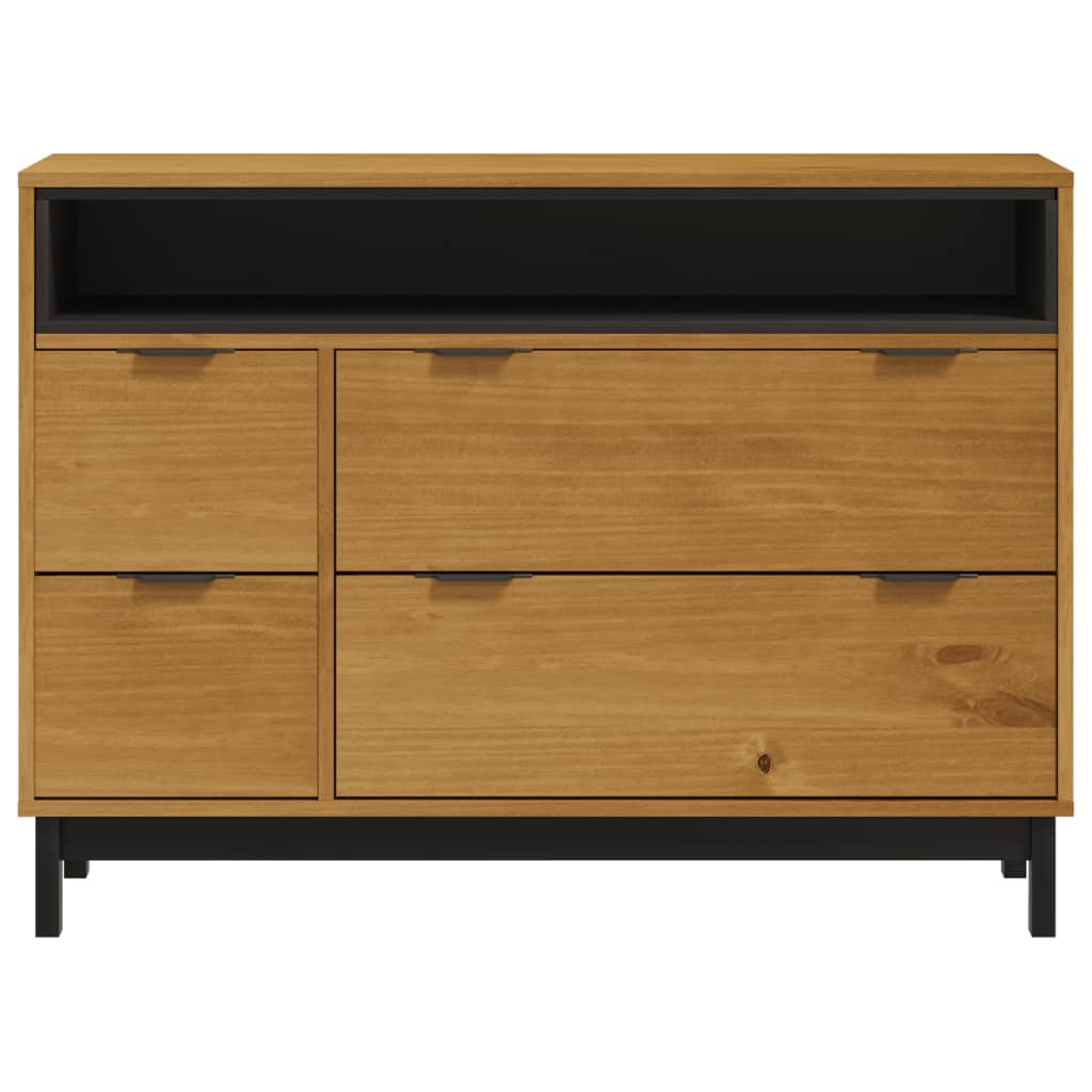 Ladekast Flam 110X40X80 Cm Massief Grenenhout Donkerbruin