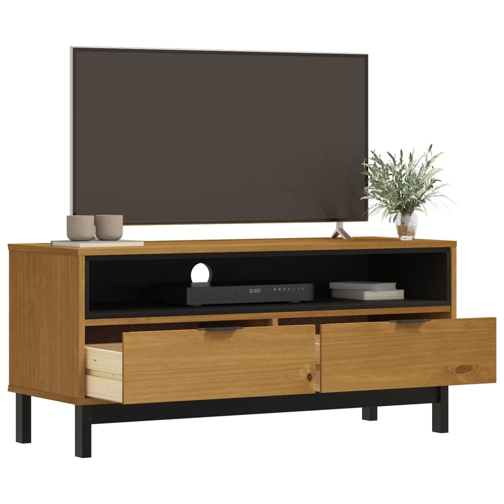 Tv-Meubel Flam 110X40X50 Cm Massief Grenenhout Donkerbruin