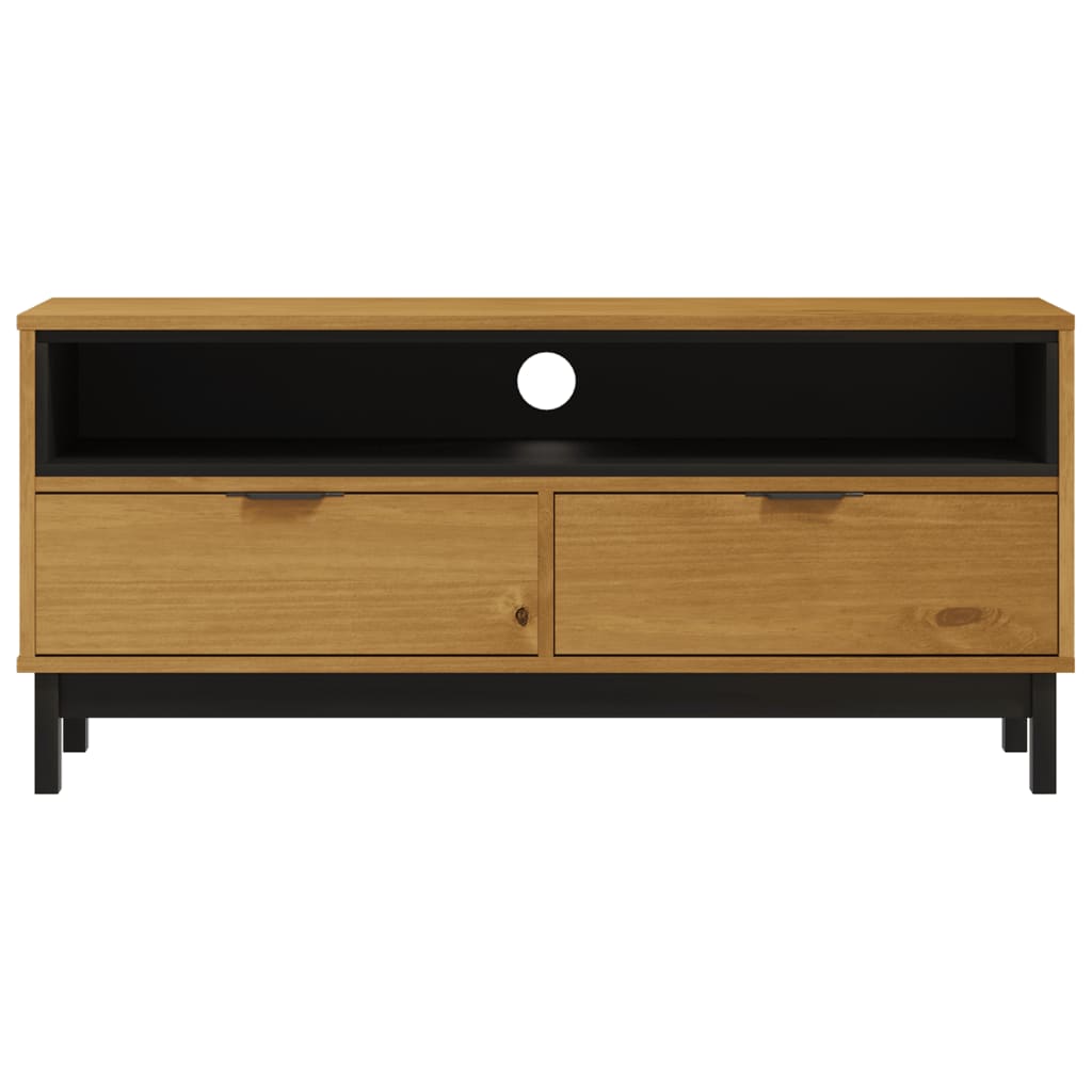 Tv-Meubel Flam 110X40X50 Cm Massief Grenenhout Donkerbruin