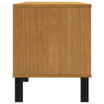 Tv-Meubel Met Glazen Deur Flam 158X40X50 Cm Massief Grenenhout Goud En Wit