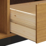 Tv-Meubel Met Glazen Deur Flam 158X40X50 Cm Massief Grenenhout Goud En Wit