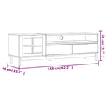 Tv-Meubel Met Glazen Deur Flam 158X40X50 Cm Massief Grenenhout Goud En Wit
