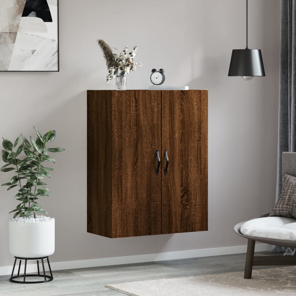 Wandkast 69,5X34X90 Cm Bewerkt Hout Bruin Eikenkleur