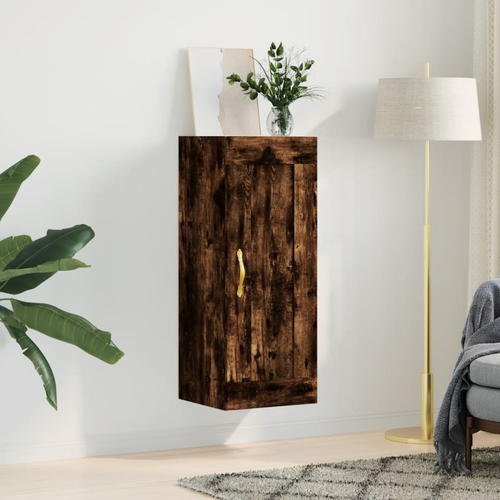 Wandkast 34,5X34X90 Cm Bewerkt Hout Eikenkleurig