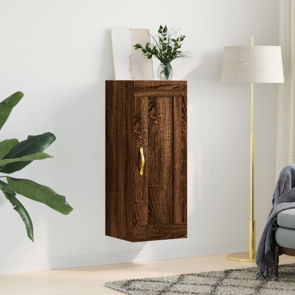Wandkast 34,5X34X90 Cm Bewerkt Hout Eikenkleurig