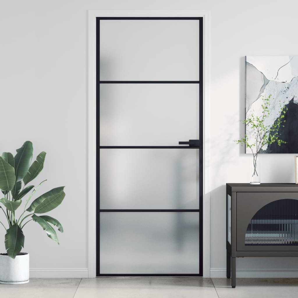 Schuifdeur Gehard Glas En Aluminium Zwart En Mat