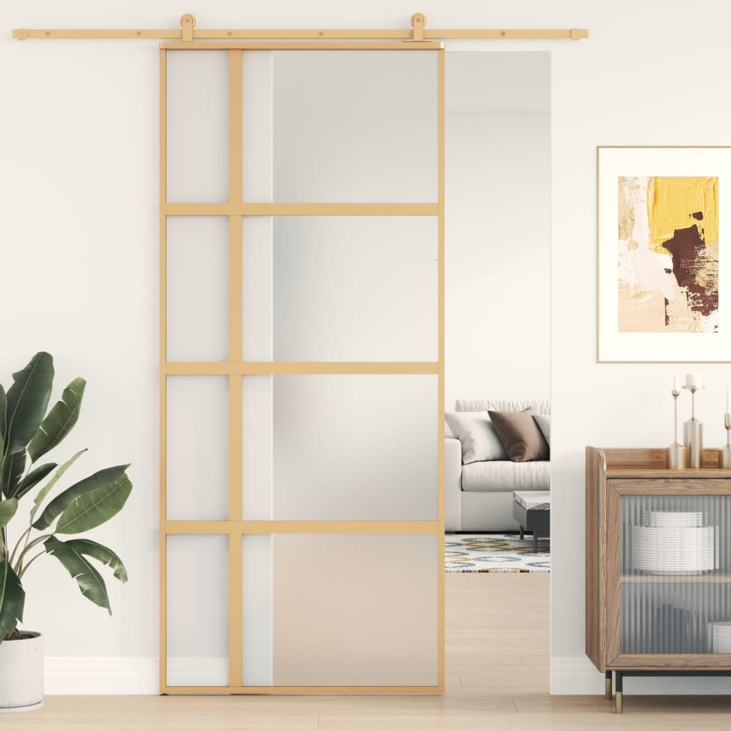 Schuifdeur 102,5X205 Cm Esg-Glas En Aluminium Kleurig Goud