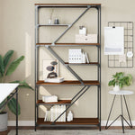 Boekenrek 91X36X176 Cm Bewerkt Hout En Staal Kleur