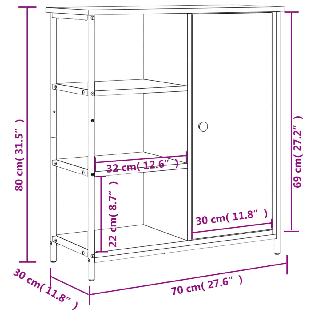 Dressoir 70X30X80 Cm Bewerkt Hout Kleurig