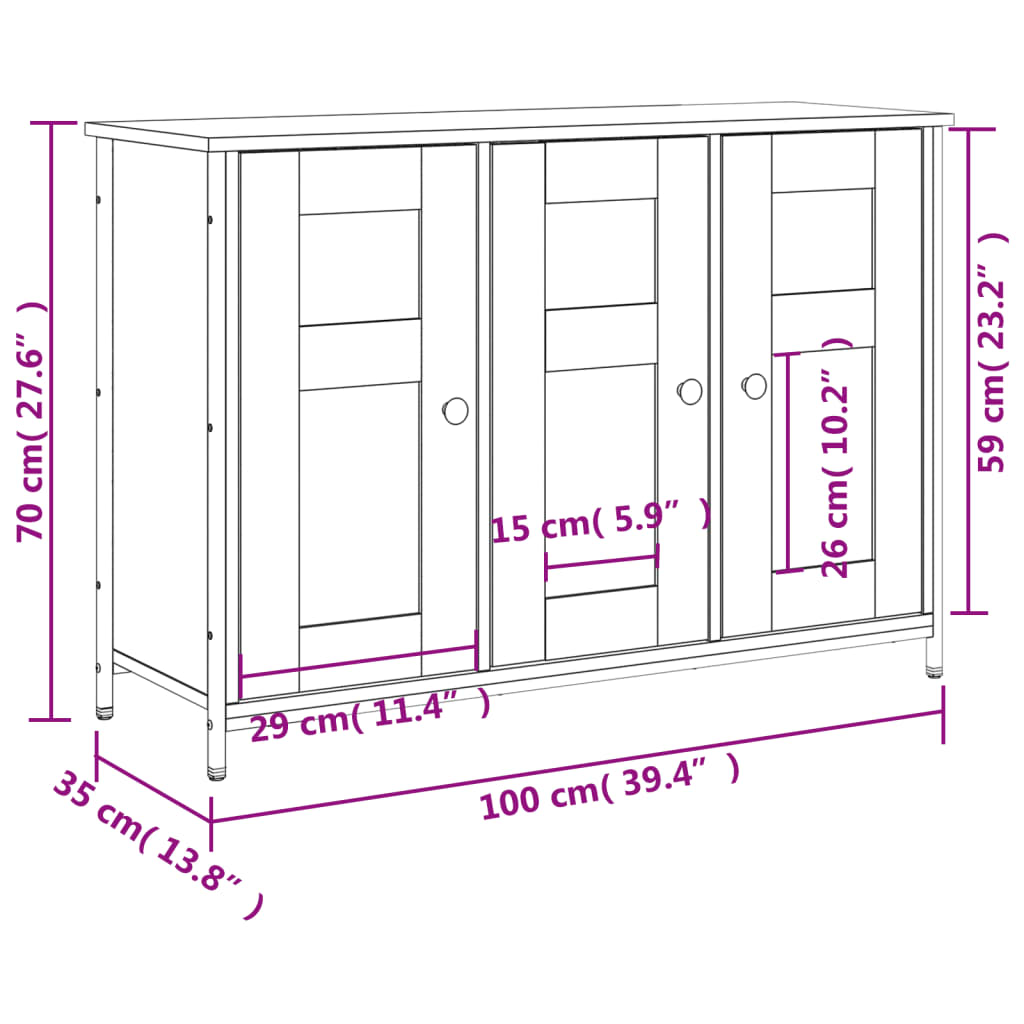 Dressoir 100X35X70 Cm Bewerkt Hout