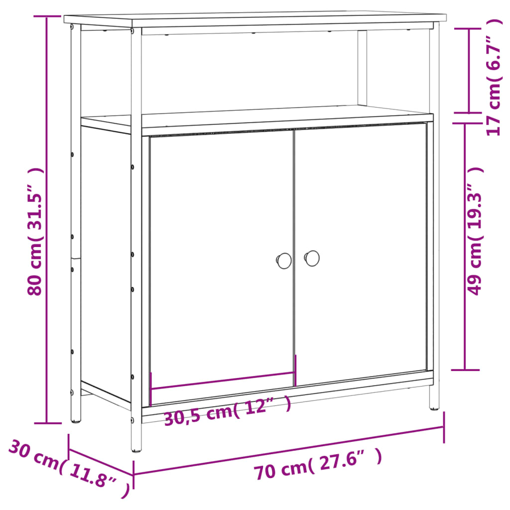 Dressoir 70X30X80 Cm Bewerkt Hout Kleurig