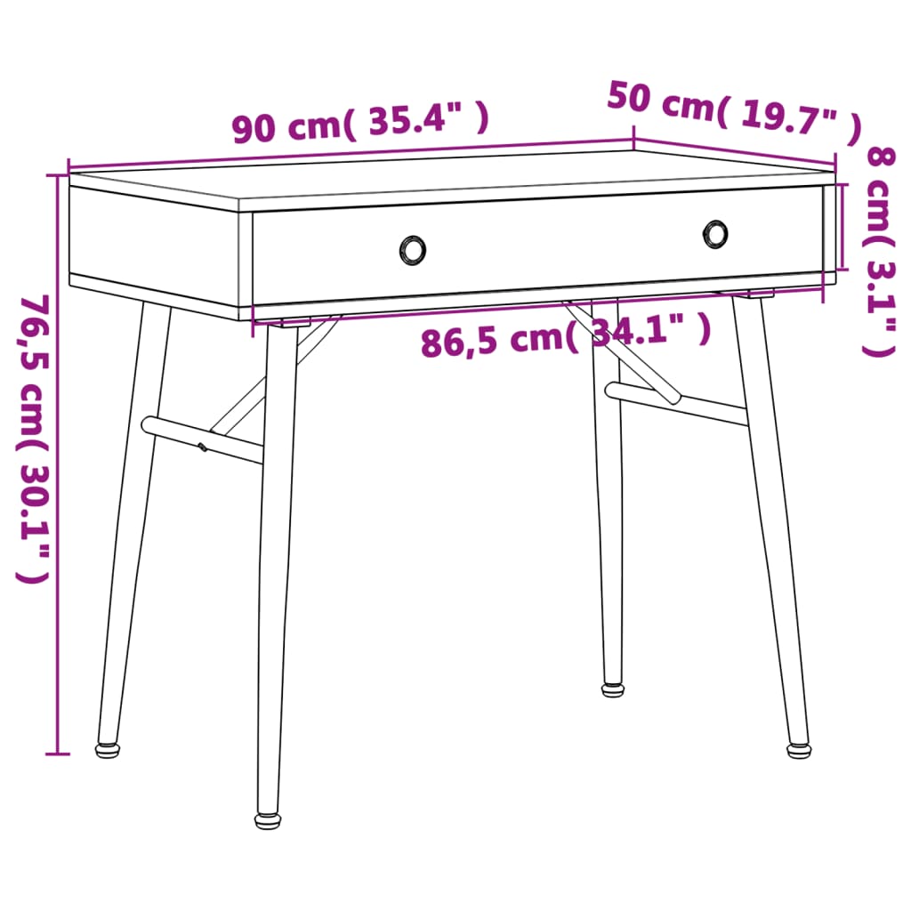 Computerbureau In Antieke Stijl Met Lade 90X50X76,5 Cm Groen