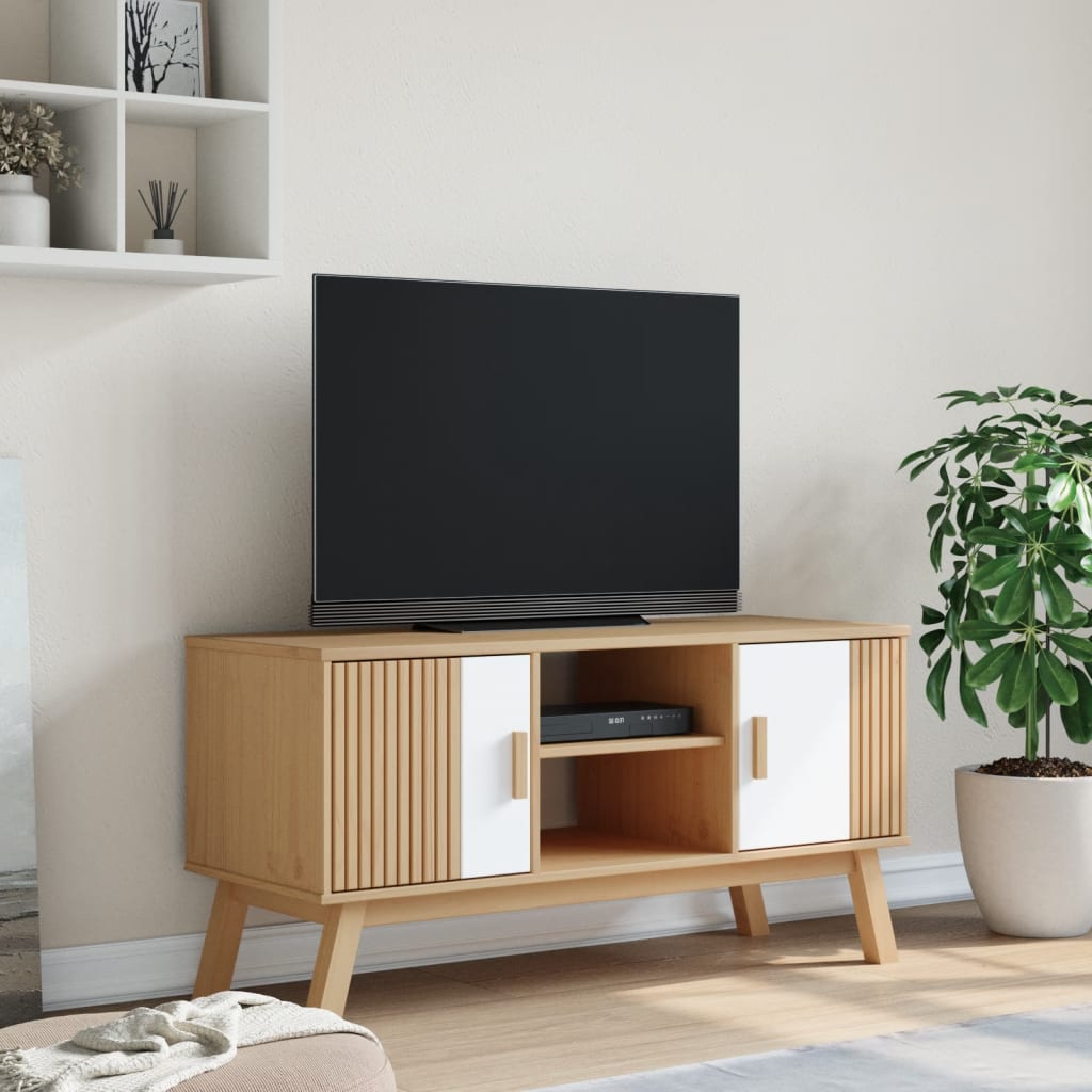 Tv-Meubel Olden 114X43X57 Cm Massief Grenenhout