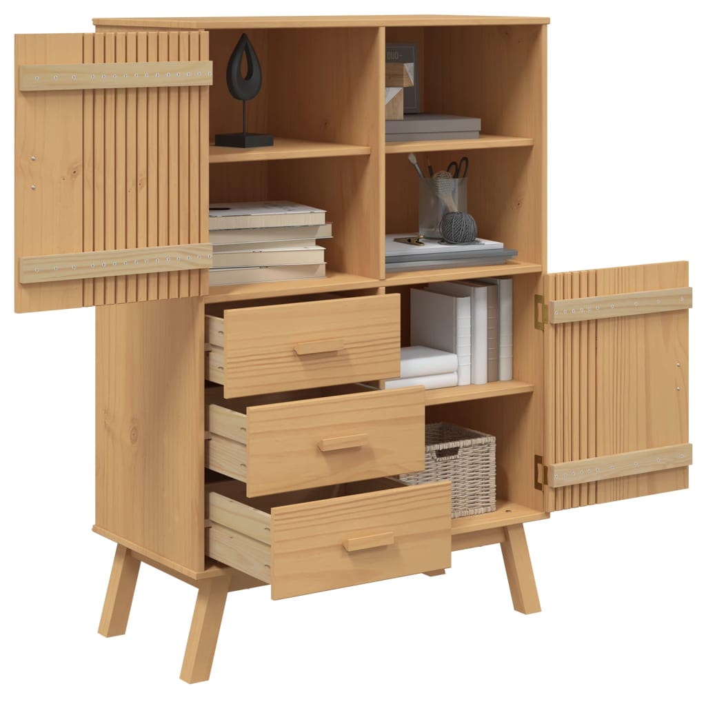 Hoge Kast Olden 85X43X125 Cm Massief Grenenhout