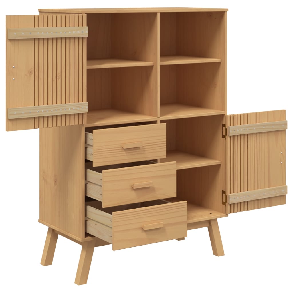 Hoge Kast Olden 85X43X125 Cm Massief Grenenhout