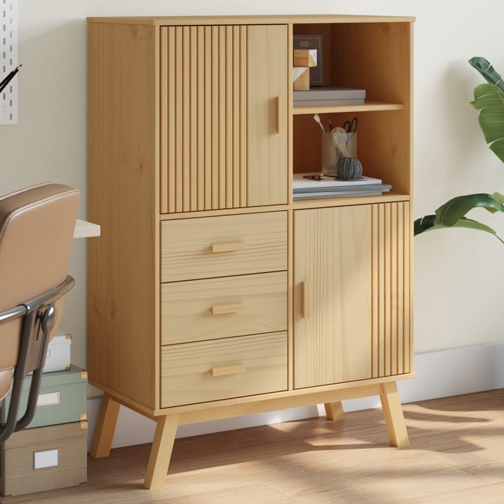 Hoge Kast Olden 85X43X125 Cm Massief Grenenhout