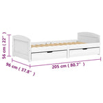 Slaapbank Met 2 Lades Irun 90X200 Cm Massief Grenenhout