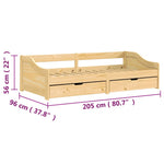 Slaapbank Met 2 Lades Irun 90X200 Cm Massief Grenenhout