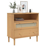 Dressoir Senja Rattan-Look 80X40X80 Cm Massief Grenenhout