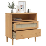 Dressoir Senja Rattan-Look 80X40X80 Cm Massief Grenenhout