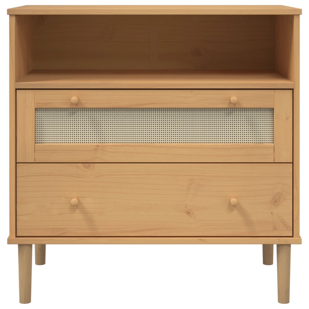 Dressoir Senja Rattan-Look 80X40X80 Cm Massief Grenenhout