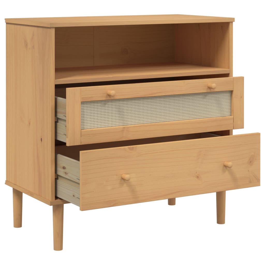Dressoir Senja Rattan-Look 80X40X80 Cm Massief Grenenhout