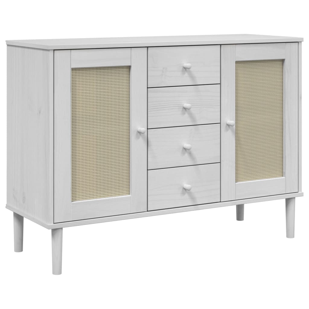 Dressoir Senja Rattan-Look 112X40X80 Cm Massief Grenenhout