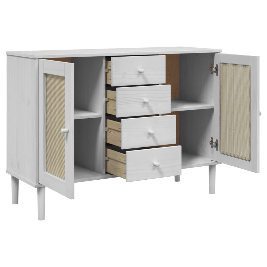 Dressoir Senja Rattan-Look 112X40X80 Cm Massief Grenenhout