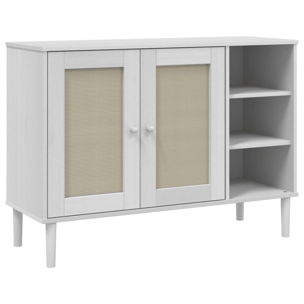Dressoir Senja 112X40X80 Cm Rattan Look Massief Grenenhout