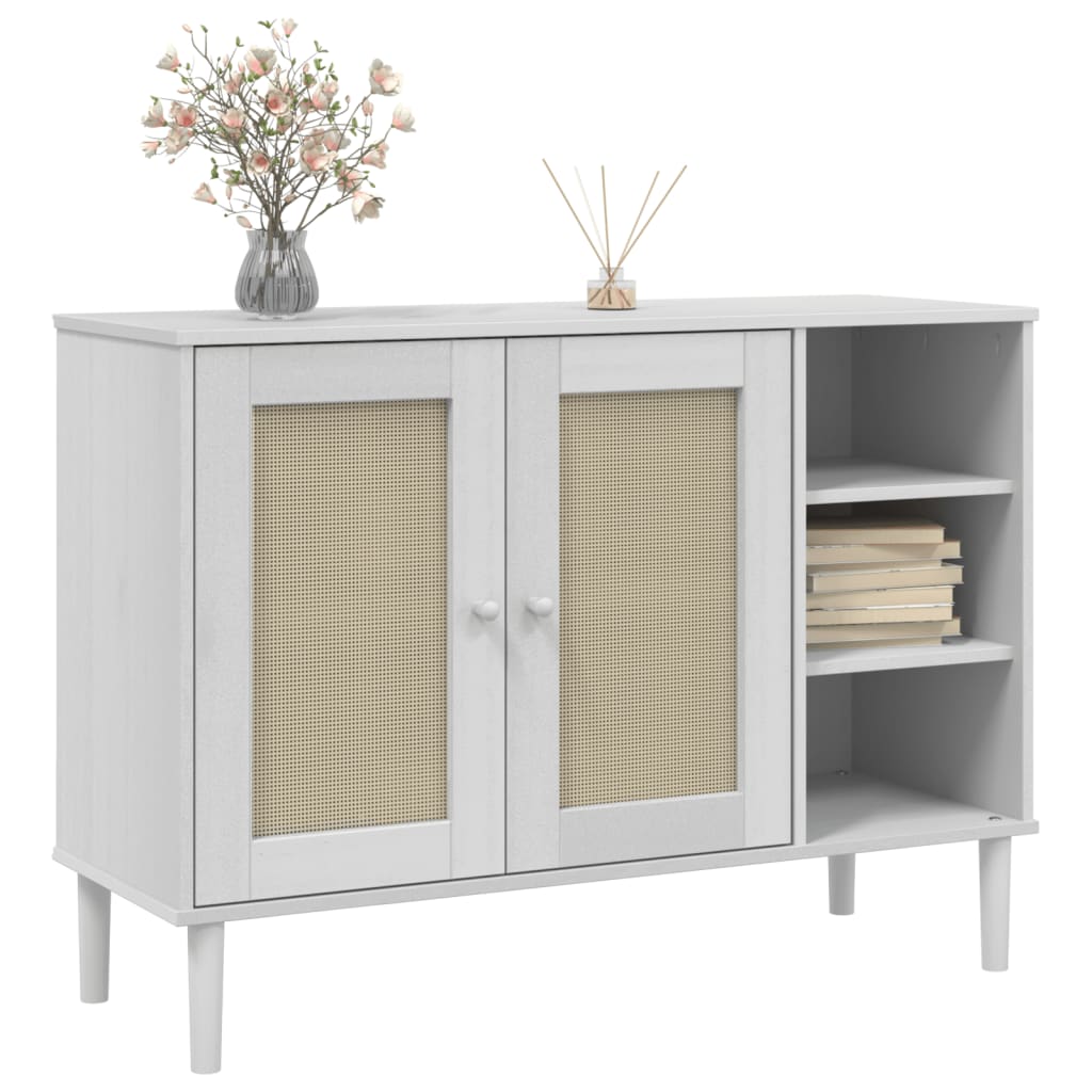 Dressoir Senja 112X40X80 Cm Rattan Look Massief Grenenhout