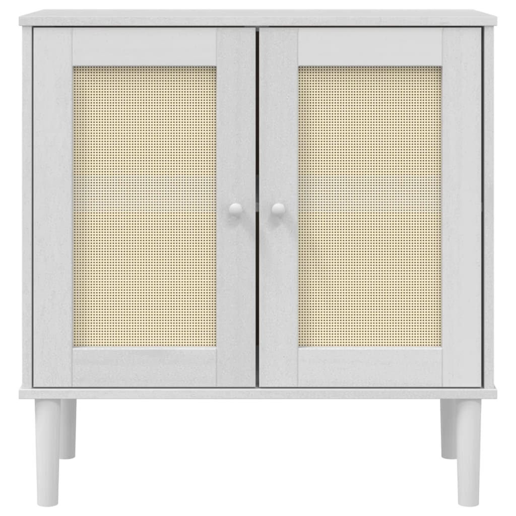 Dressoir Senja 80X35X80 Cm Rattan Look Massief Grenenhout