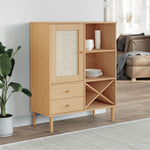 Hoge Kast Senja 90X40X112 Cm Rattan Look Massief Grenenhout