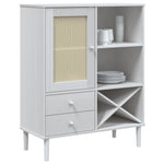 Hoge Kast Senja 90X40X112 Cm Rattan Look Massief Grenenhout