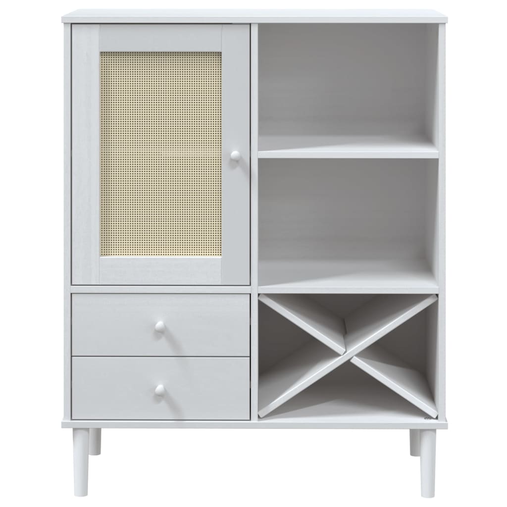 Hoge Kast Senja 90X40X112 Cm Rattan Look Massief Grenenhout