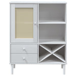 Hoge Kast Senja 90X40X112 Cm Rattan Look Massief Grenenhout