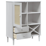 Hoge Kast Senja 90X40X112 Cm Rattan Look Massief Grenenhout