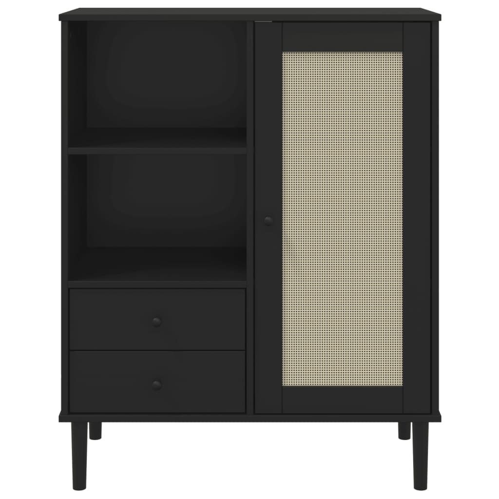 Hoge Kast Senja Rattan-Look 90X40X112 Cm Grenenhout