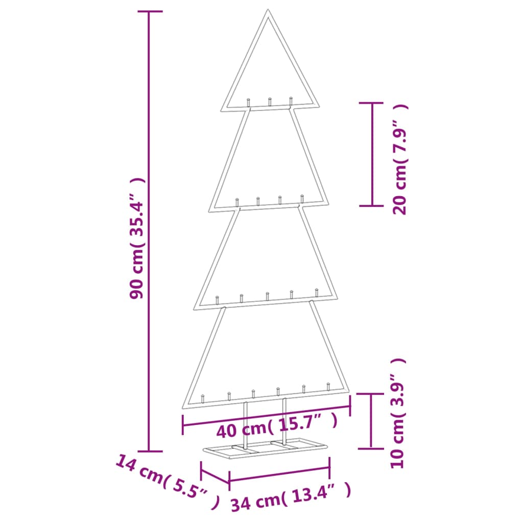 Kerstdecoratie Kerstboom Metaal Zwart