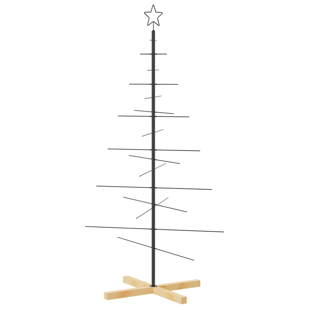 Kerstdecoratie Kerstboom Met Houten Basis Metaal Zwart