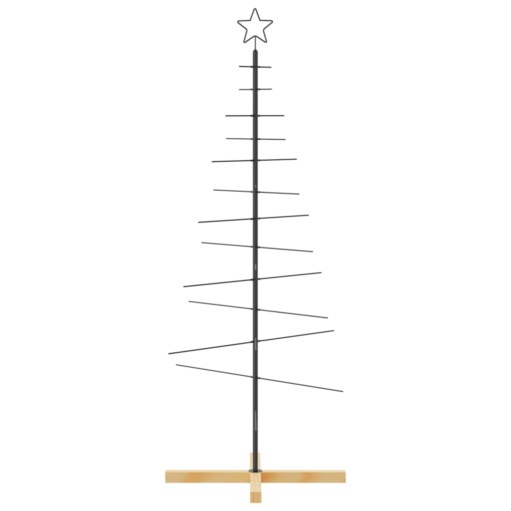 Kerstdecoratie Kerstboom Met Houten Basis Metaal Zwart