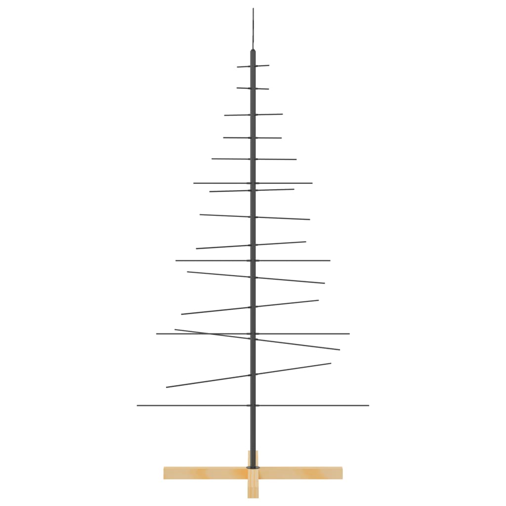 Kerstdecoratie Kerstboom Met Houten Basis Metaal Zwart