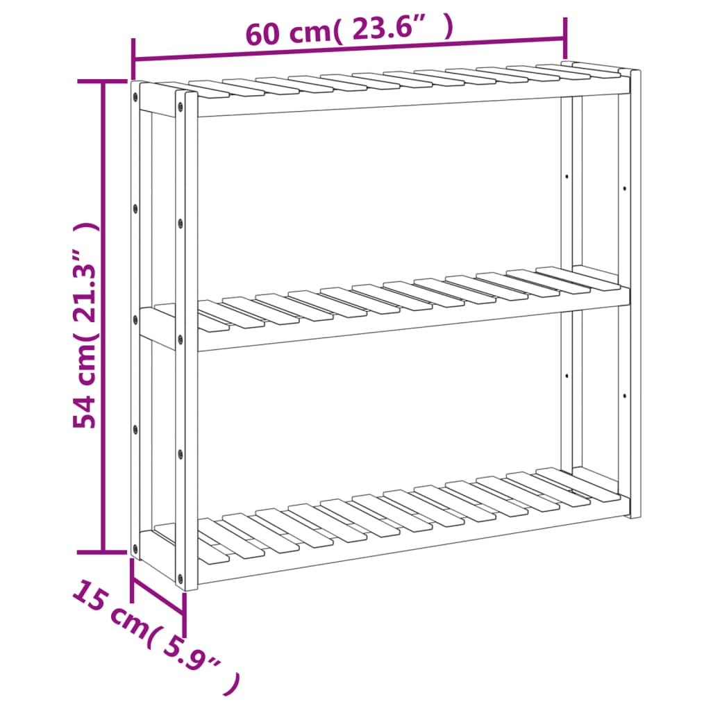 Badkamerrek 3-Laags Wandmontage 60X15X54 Cm Bamboe