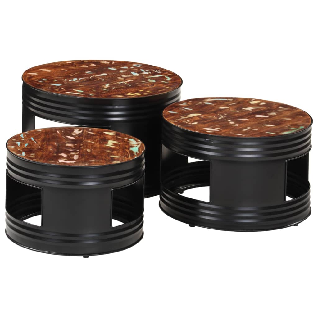 Bartafels 3 St Trommelvormig Massief Gerecycled Hout