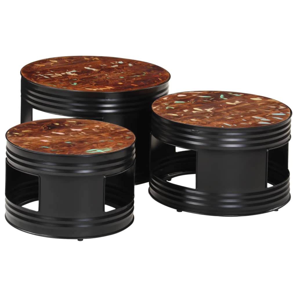 Bartafels 3 St Trommelvormig Massief Gerecycled Hout