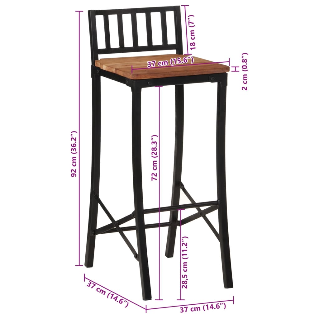 Barstoelen Massief Acaciahout