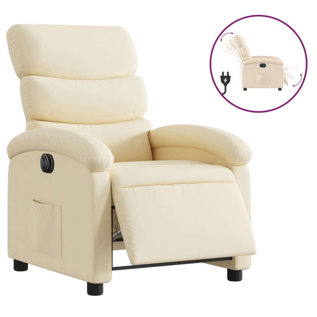 Fauteuil Verstelbaar Elektrisch Stof Kleurig Crème
