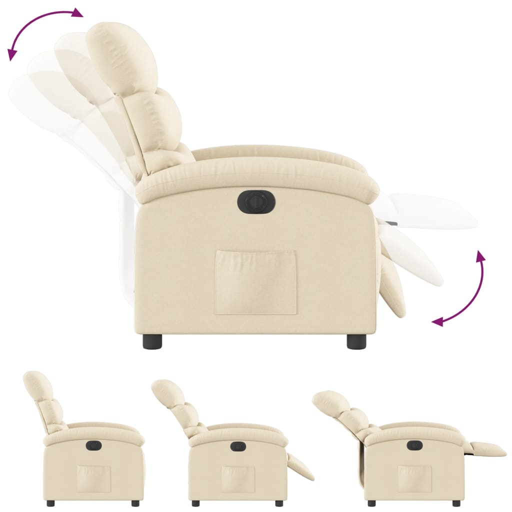 Fauteuil Verstelbaar Elektrisch Stof Kleurig Crème