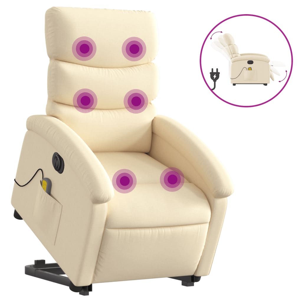 Sta-Op-Massagestoel Stof Kleurig Crème